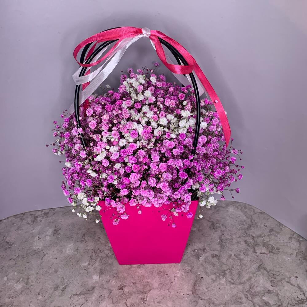 Ярко-розовая гипсофила в сумочуе Ярко-розовая гипсофила в сумочуе